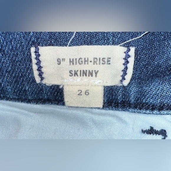 Madewell 9" Mid-Rise Skinny Jeans in Beattie Wash: Velvet Tuxedo Stripe Size 26 - Picture 9 of 11